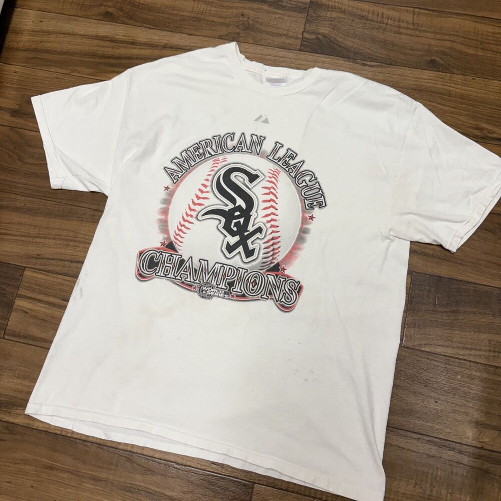 Y2K Chicago White Sox 2005 World Series Champions T Shirt Mens Size XL THRASHED